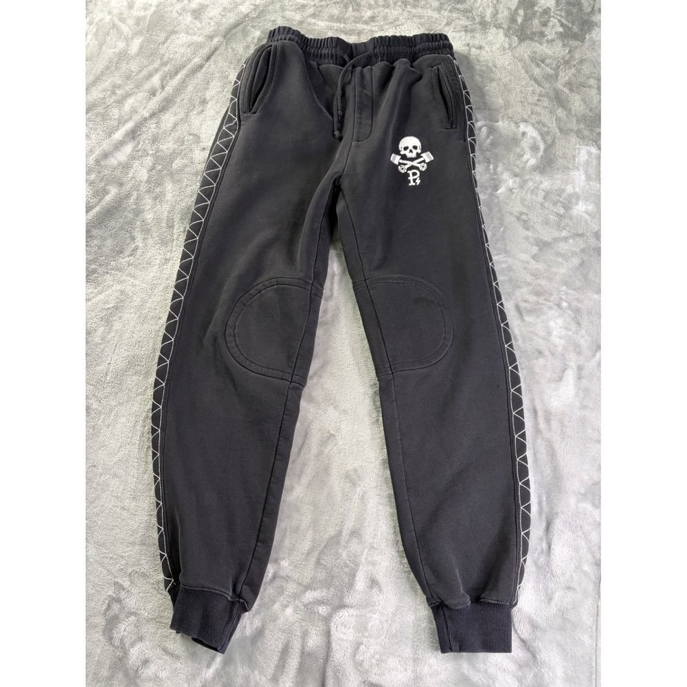Paulies Nyc Stones and Roses Mens S Black Pants Elastic Drawstring Waist